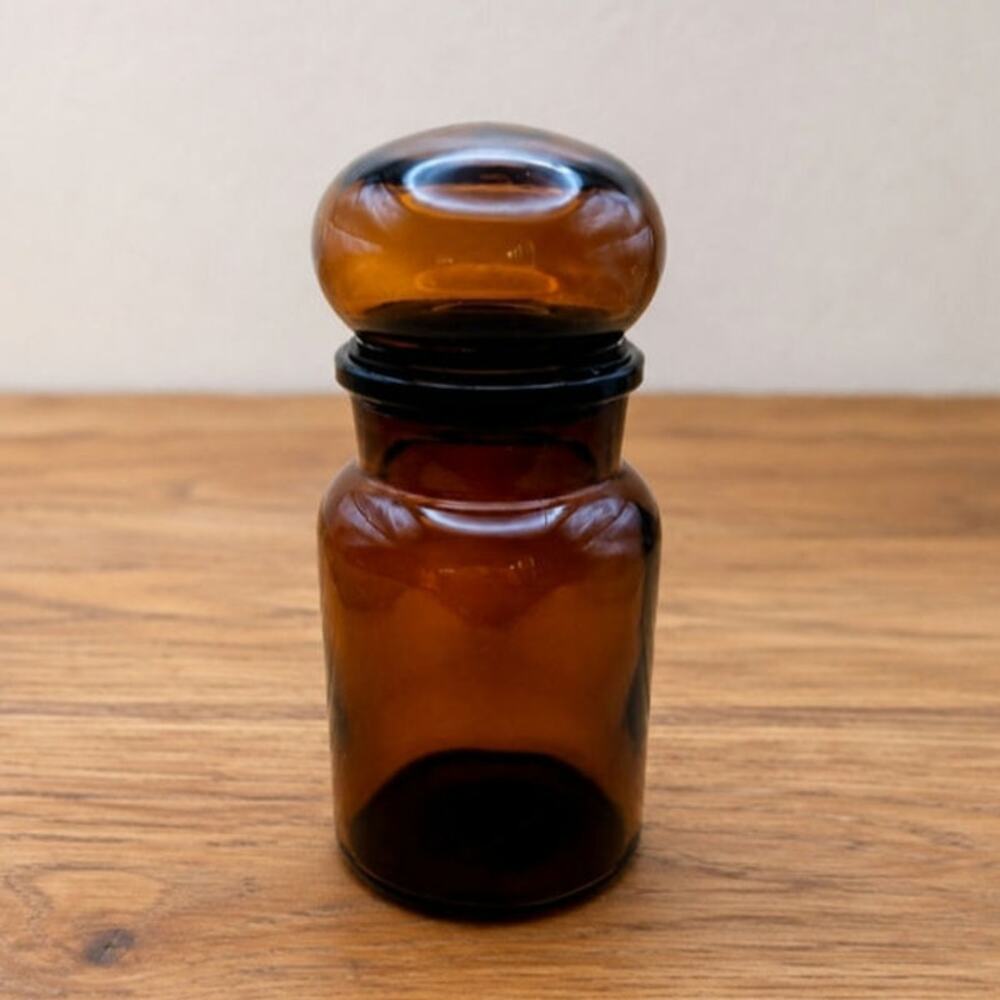 Apothecary VTG Brown Amber Glass Jar with Lid Pre-loved